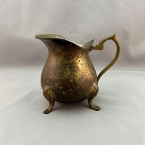 Unbranded Brass Creamer Pitcher Unisex Small Gold Fair Footed Made in India